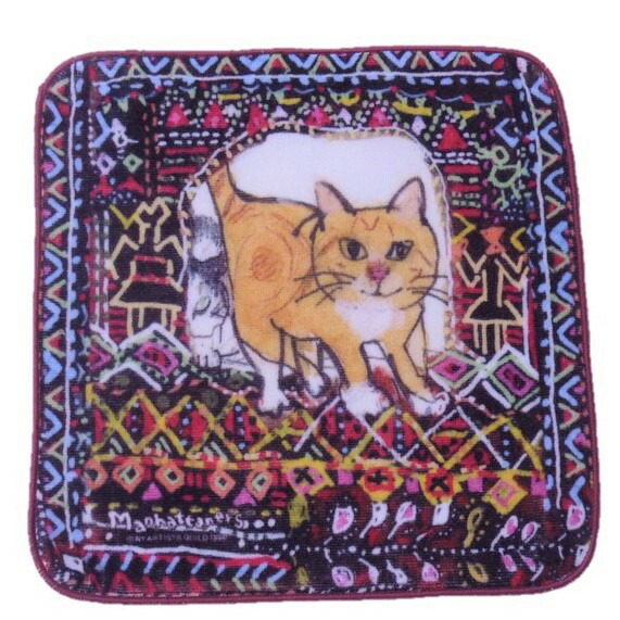 マンハッタナーズ　長財布　ラウンドファスナー　猫 マンハッタナーズManhattaner'sL字ファスナーレザー長財布ネコ