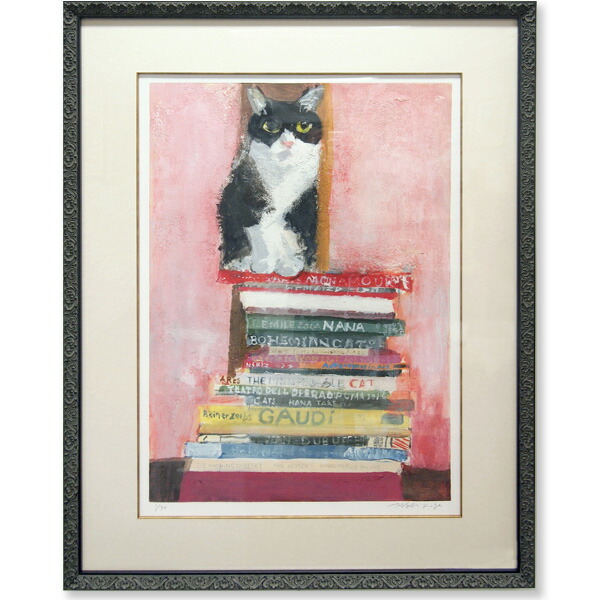 久下貴史　吊り下がりソックス猫　版画　マンハッタナーズ 楽天市場】マンハッタナーズ 版画 「吊り下がりソックス猫2」 【楽ギフ