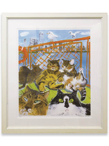 楽天市場】マンハッタナーズ 版画 「吊り下がりソックス猫2