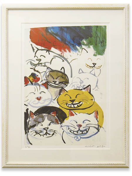 久下貴史　版画　「吊り下がりソックス猫2」 楽天市場】マンハッタナーズ 版画 「吊り下がりソックス猫2