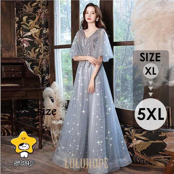 ロングドレス パーティードレス 結婚式 演奏会 大きいサイズ XL~5XL ドレス 大人 ピアノ発表会 ドレス 二次会 大きいサイズ パーティー 他と被らない｜ニャンワークショップ 10,800円
