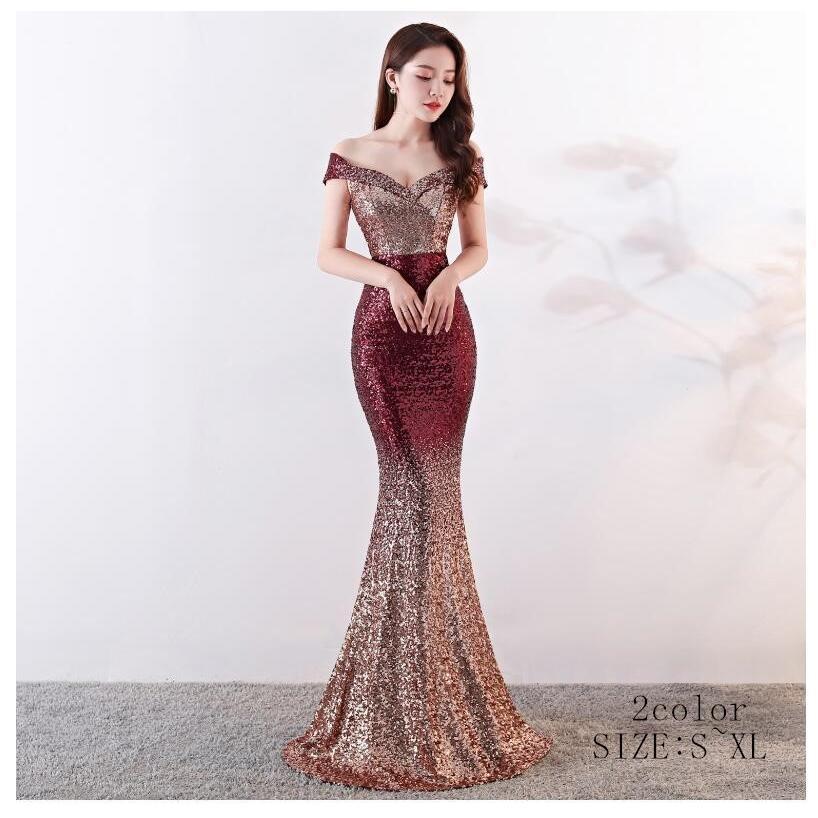ロング御召しもの オフショルダー パーディードレス 人魚御召しもの ウェディングドレス 華燭の典 二次会 一こま用 交歓会 掻きならす会 告げ知らせる会 洋琴 でき事用 窈窕たる