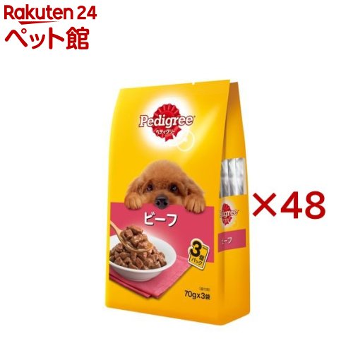 ペディグリー 成犬用 ビーフ(3袋入&times;48セット(1袋70g))【d_pedi】【ペディグリー(Pedigree)】[ドッグフード]｜24 ペット館
