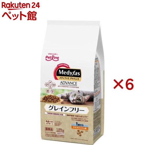 メディファスアドバンス グレインフリー 1歳から 意気地無し＆銀鱗味(1.25kg×6書き割り)【メディファス】