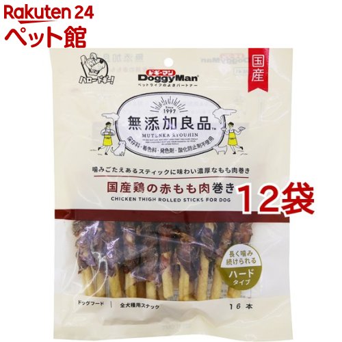 ドギーマン 無加えること良品 国産鶏の赤もも肉一巻き 捉え所のない手合い(16本入*12袋書き割り)【無加えること良品】