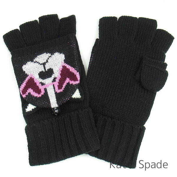 フレンチブルドッグ ケイトスペード ドッグ ニット Kate ケイトスペード正規品販売店 ブランド 2way 手袋 直営アウトレット店より直輸入 フィンガーレス手袋 手ぶくろ 犬 グローブ Spade ミトン フィンガーレスグローブ 送料無料 ネコポス イヌ レディース メール便