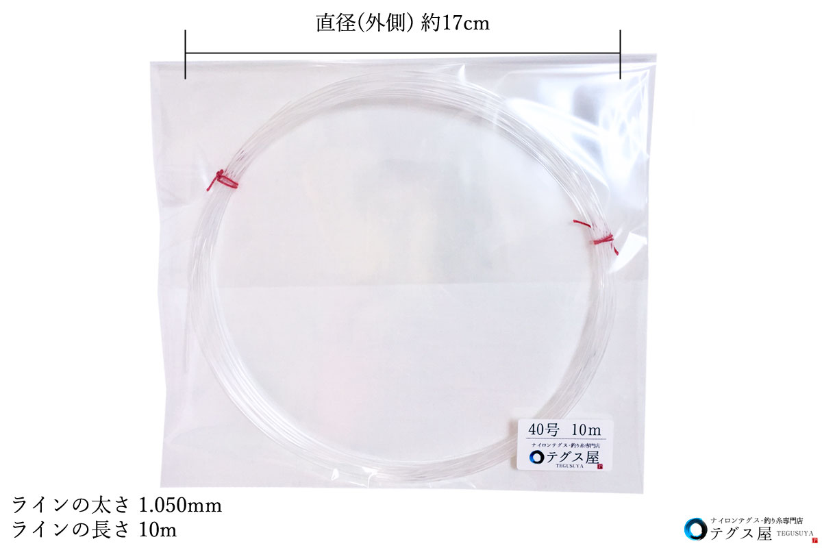 楽天市場 40号 10m ナイロン テグス 釣り糸 ライン 道糸 吊り下げ 小巻 スーパーロン 透明 高品質 高強度 国産 Dm便対応 代引不可 日時指定不可 テグス屋