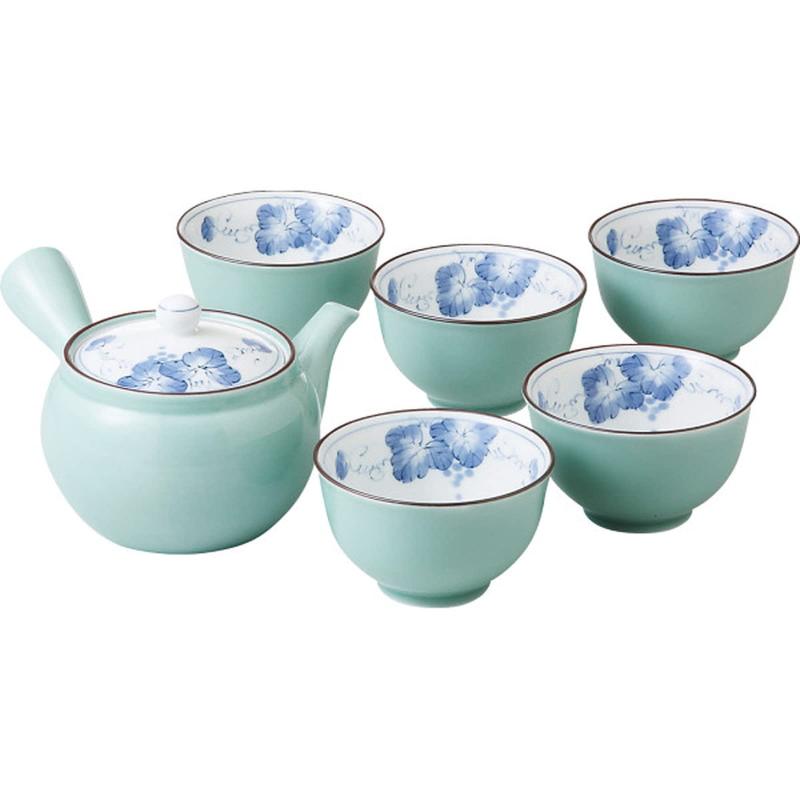 波佐見焼 急須茶器セット 掛分ぶどう柄 化粧箱入 31808 TCS014