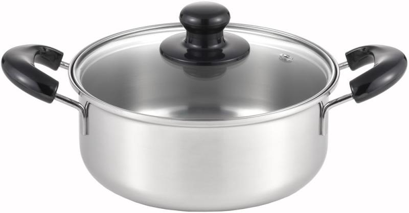 ヨシカワ クック・ルック ベーシック 両手鍋 20cm 2.7L IH・ガス火両用 ガラス蓋 ステンレス 燕三条 日本製 SJ3773