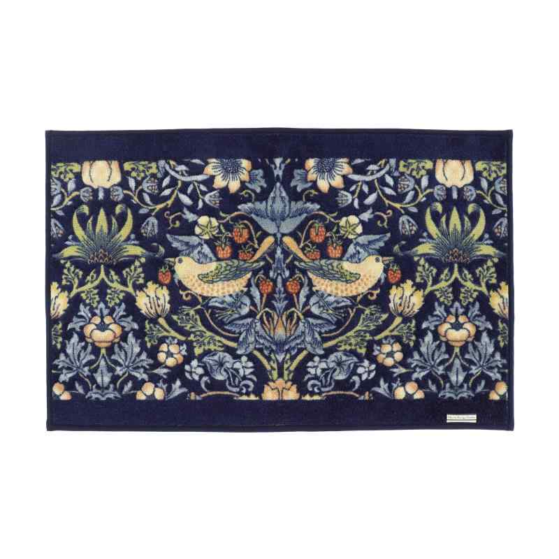 川島織物セルコン Morris Design studio モリスデザインスタジオ インテリアマット いちご泥棒 ブルー 50×80cm FT1702A 日本製|ホワイトサンタ
