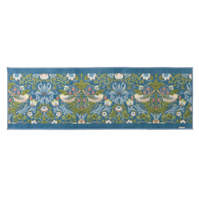 川島織物セルコン Morris Design studio モリスデザインスタジオ インテリアマット いちご泥棒 ブルーグリーン 50×150cm FT1702A 日本製