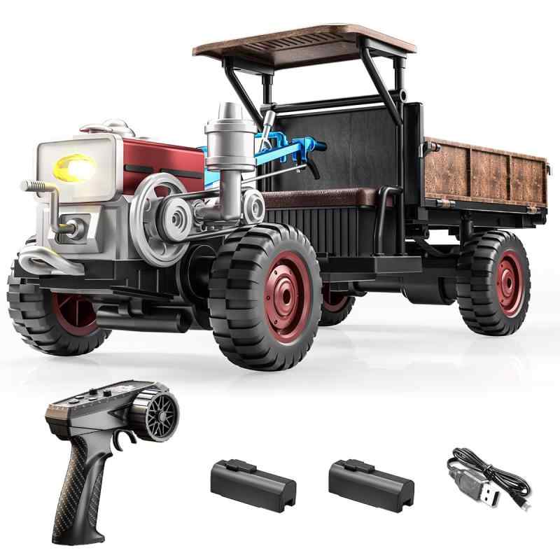 全比例制御ラジコントラクター 2.4GHz 4WD四輪駆動RCトラックトレーラーRTR LEDライト 音声 噴霧機能 技適認証済ラジコンカーモデル バッテリー2本付 誕生日プレゼント 男の子ギフト｜ホワイトサンタ