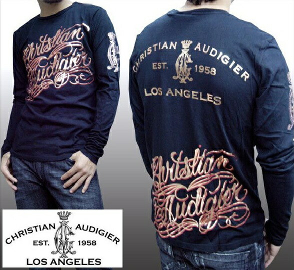 ＼店内全品ポイント11倍／ セール クリスチャンオードジェー メンズ 長袖 ロンT Christian Audigier CA ロゴ ブラック Tシャツ インポート ハリウッド セレブ カジュアル セレカジ 正規品 エドハーディー Ed Hardy 姉妹ブランド ストリート ロック ブランド
