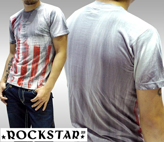 30%OFF セール 送料無料 ロックスター メンズ Tシャツ ROCKSTAR sushi FLC002 グレー 半袖 トップス インポート ROCK ロック PUNK パンク セレブ ハリウッド ストリート カジュアル セレカジ アメカジ ブランド