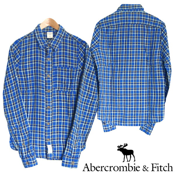 送料無料 セール アバクロ 200種類の品揃え メンズ 長袖 シャツ Abercrombie&Fitch アバクロンビー＆フィッチ チェックシャツ ブルー イエロー ボタンシャツ 正規 商品 インポート カジュアル ブランド サーフ アメカジ 061