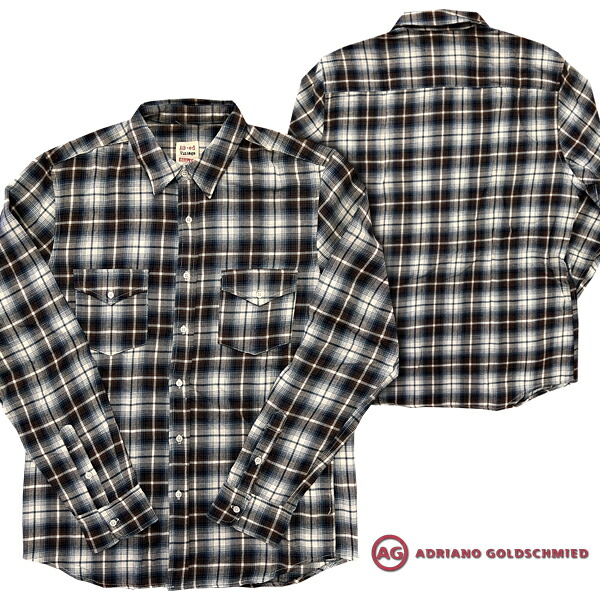 50%OFF セール 送料無料 AGジーンズ カジュアルシャツ メンズ 長袖 チェックシャツ ネルシャツ AG-ed Vintage ネイビー ブラウン エージージーンズ シャツ AG Jeans アドリアーノ ゴールドシュミット 雑誌カジュアル プレミアム デニム ブランド 08