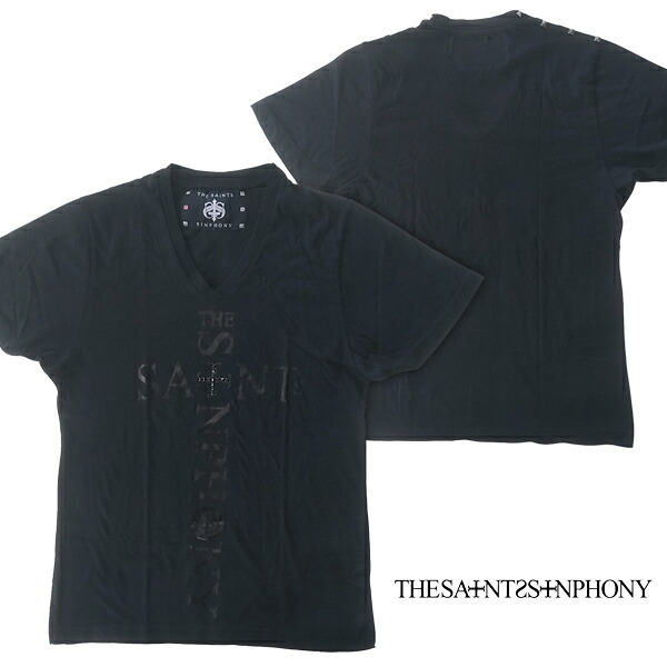 セインツシンフォニー THE SAINTS SINPHONY メンズ Ｔシャツ Vネック ESTRANGED ブラック セイントシンフォニー 半袖 シャツ セインツ シンフォニー セレカジ カジュアル ロック Ed Hardy エドハーディー 好きに｜NYST　セレクトショップ ニスト