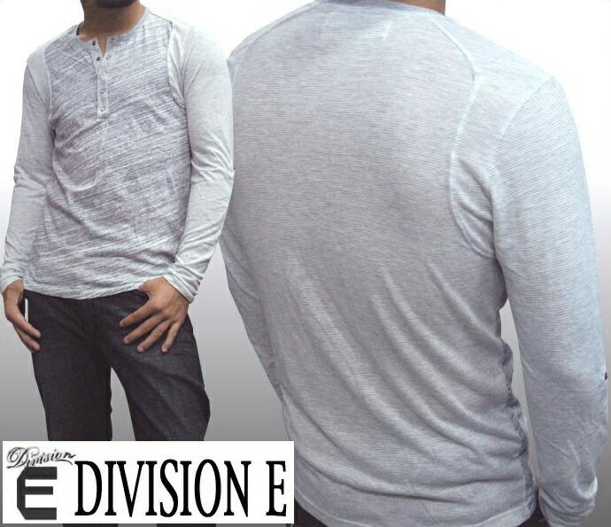 ＼店内全品ポイント11倍／ 30%OFFセール 送料無料 ディヴィジョンイー メンズ ヘンリーネック ロンT グレー Division E 長袖 ロールアップ スリーブ ヘンリー シャツ トップス インポート LAカジュアル ハリウッド セレブ ブランド セレカジ アメカジ ストリート