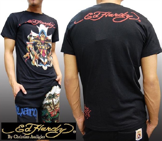 ＼店内全品ポイント11倍／ 送料無料 エドハーディー メンズ Tシャツ 200種類の品揃え Ed Hardy EAGLE SHIELD ANCHOR COLLAGE ブラック エド・ハーディー 正規品 インポート セレブ ブランド セレカジ アメカジ ストリート ロック クリスチャン オードジェー