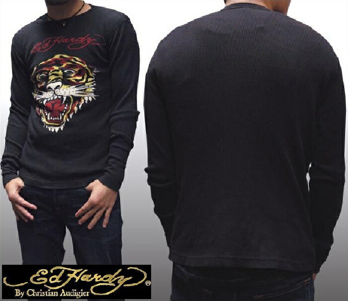 セール 送料無料 エドハーディー 200種類の品揃え メンズ サーマル ロンT Ed Hardy TIGER ブラック タイガー エド・ハーディー 正規品 インポート ブランド アメカジ ストリート ロック サーフ クリスチャン オードジェー
