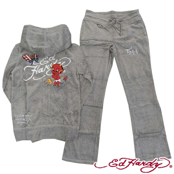 楽天市場】ed hardy エドハーディー ベロア セットアップ