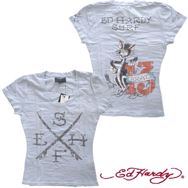 Tシャツ カットソー 最安値級価格 エド ハーディー ライトブルー Cat 13 Hardy Ed 0種類の品揃え Tシャツ 半袖 レディース エドハーディー セール 送料無料 正規品 スタイル サーフ ロック ストリート セレカジ Laセレブ ブランド 掲載 雑誌 ファッション