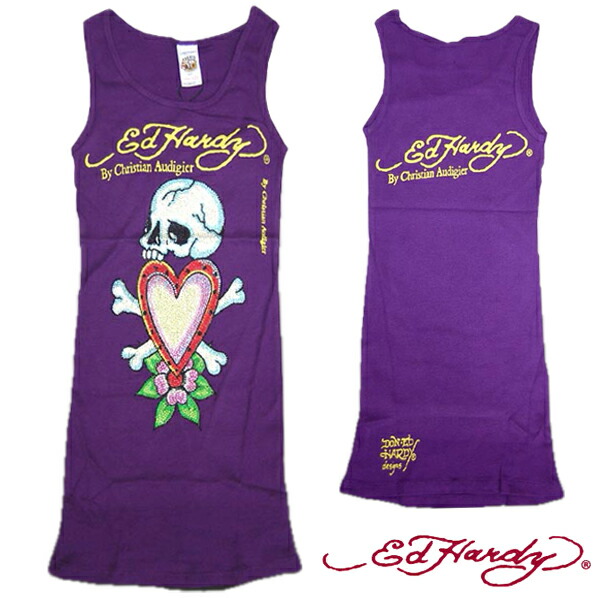 ゆりEd Hardy ラインストーン ロング丈タンクトップ キヤミソール ラインストーンキャミタンク | AND ON JIONE STORE（アンドオン