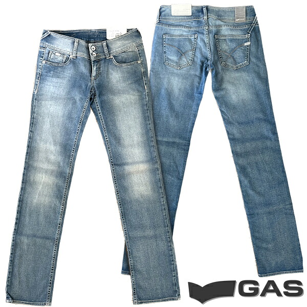 30%OFF 大売り出し  貨物輸送無料 GAS JEANS レディース ジーンズ ローライズ 伸ばすこと 引っ切り無い ズボン下 屁っ放り デニム DANDY BLUE DENIM STRAIGHT デニム ブランド名 心地好い ボトムス イタリア共和国 屁っ放りデニム