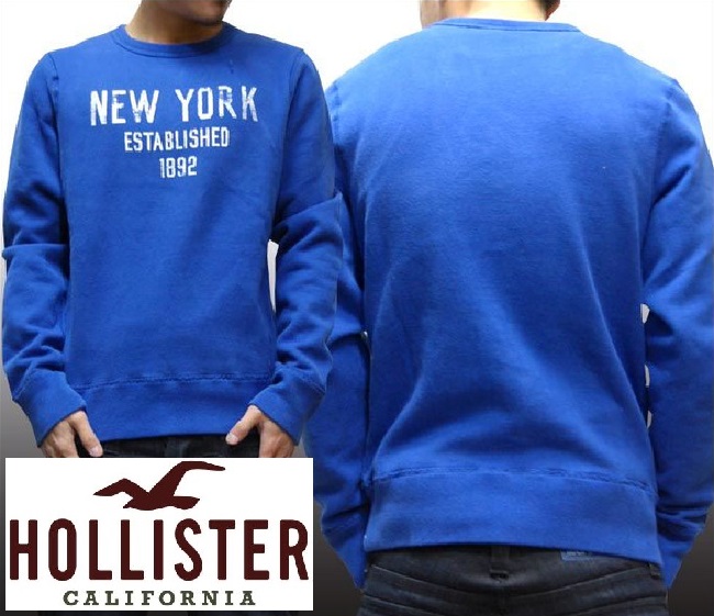 送料無料 セール 200種類の品揃え アウトレット ホリスター メンズ スエット HOLLISTER スウェット トレーナー NEW YORK ブルー インポート ブランド パーカー カジュアル Safari オーシャンズ アメカジ ストリート 正規 商品