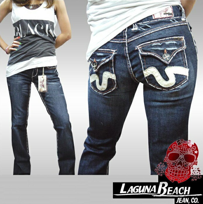 ラグナビーチ レディース デニム LAGUNA BEACH BOOTCUT LAGUNA ラインストーン ジーンズ パンツ インポート LA セレブ ブランド ロック サーフ セレカジ アメカジ safari オーシャンズ トゥルーレリジョン 好きにも