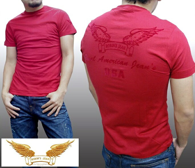 ＼店内全品ポイント11倍／ ロビンズジーン メンズ Tシャツ ROBIN'S JEAN ウィング ロゴ レッド 半袖 シャツ safari オーシャンズ ジーンズ ブランド ロビンズジーンズ セレブ ロビンジーンズ ストリート カジュアル