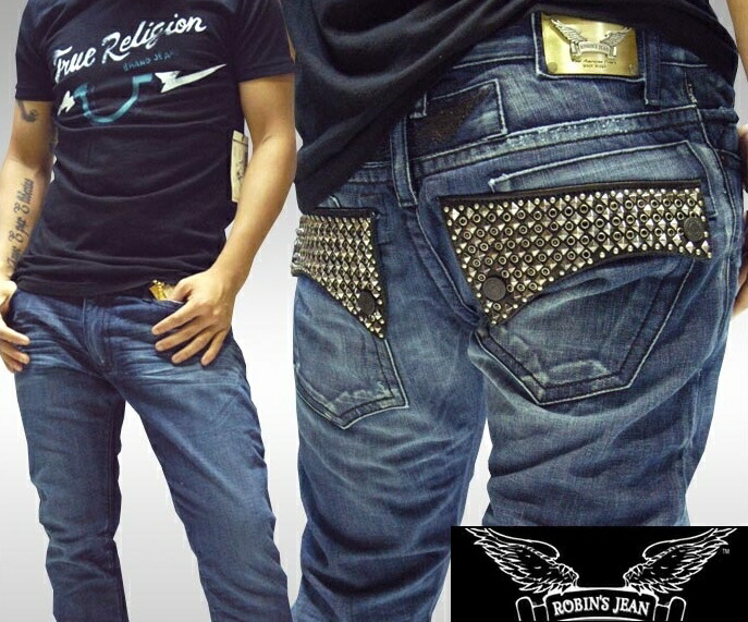 30%OFF セール 送料無料 ロビンズジーン メンズ デニム ローライズ スリム ストレート パンツ ROBIN'S JEAN レザー フラップ スタッズ 124 D5698 SF9 DRK safari ジーンズ ブランド ロビンズジーンズ セレブ ロビンジーンズ|NYST セレクトショップ ニスト
