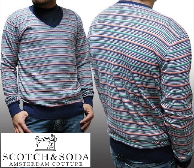 50%OFF セール スコッチ&ソーダ スコッチアンドソーダ scotch&soda メンズ 長袖 Vネック ニット セーター ボーダー マルチカラー トップス カジュアル サーフ セレブ ストリート ヨーロピアン ヴィンテージ Safari ブランド 272|NYST セレクトショップ ニスト