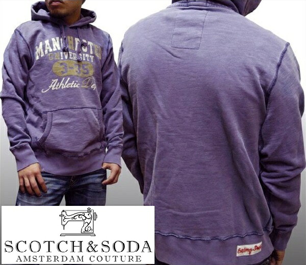 スコッチウイスキー\u0026炭酸ソーダ スコッチアンドソーダ scotch\u0026soda メンズ 長袖 パーカー ティーシャツ MANCHESTER UNIV ウォッシュブルー フーディー トップス 心地好い サーフ セレブ 表どおり ヨーロピアン ヴィンテージ Safari ブランド名 306
