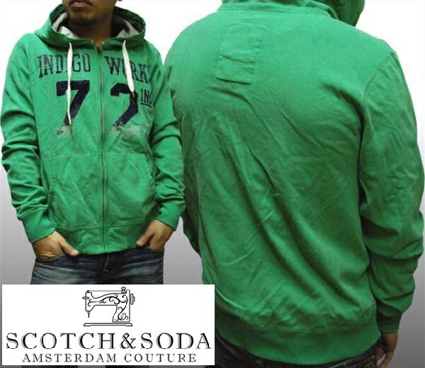 スコッチ&ソーダ スコッチアンドソーダ scotch&soda メンズ 長袖 パーカー ジップアップ INDIGO WORKS ヴィンテージグリーン フーディー トップス カジュアル サーフ セレブ ストリート ヨーロピアン ヴィンテージ Safari ブランド 308
