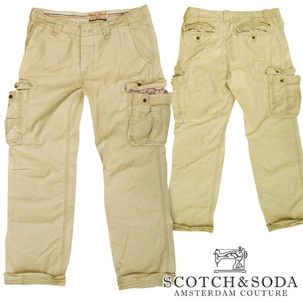 スコッチ&ソーダ スコッチアンドソーダ scotch&soda メンズ ストレート カーゴパンツ ウォッシュカーキ ズボン ボトムス カジュアル サーフ セレブ ストリート ヨーロピアン ヴィンテージ Safari ブランド 023