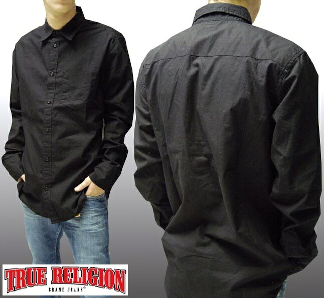 20%OFF セール 送料無料 トゥルーレリジョン カジュアルシャツ メンズ TRUE RELIGION 長袖 ボタンシャツ ブラック 37 シャツ インポート ハイブランド カジュアル プレミアム デニム ブランド アメカジ ウェア 正規 商品