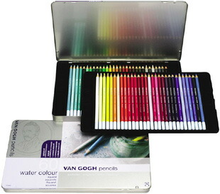 楽天市場】ヴァンゴッホ 水彩色鉛筆 60色セット メタルケース入り