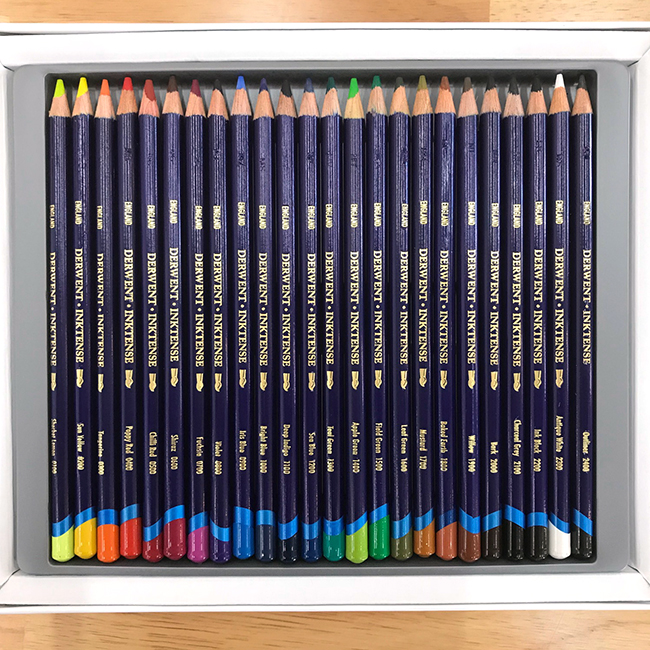 【楽天市場】数量限定品【送料無料】ダーウェント インクテンス ペンシルラップ付き 24色セット水彩色鉛筆：中善画廊