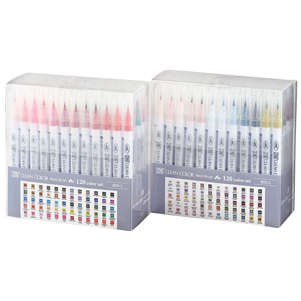 【送料無料】【お取り寄せ品】ZIG クリーンカラー リアルブラッシュ 120色セットクレタケ 呉竹 マーカー イラスト｜中善画廊