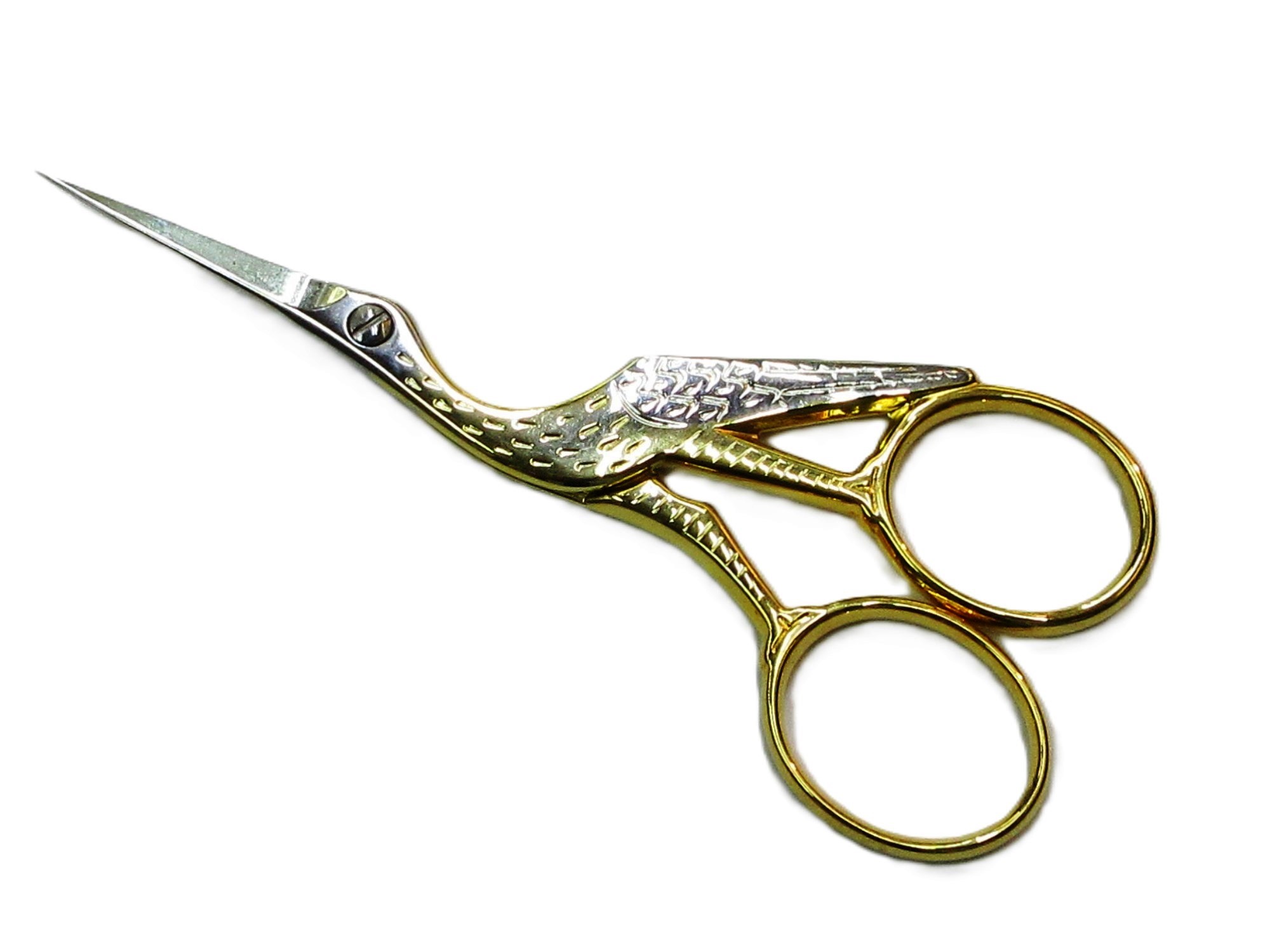 DOVO ドボ 刺しゅう用 ハサミ  金色 鶴形 中 全長115粍 ＦＲＧ製 (品番202-453) ドヴォ シュバシコウ型
