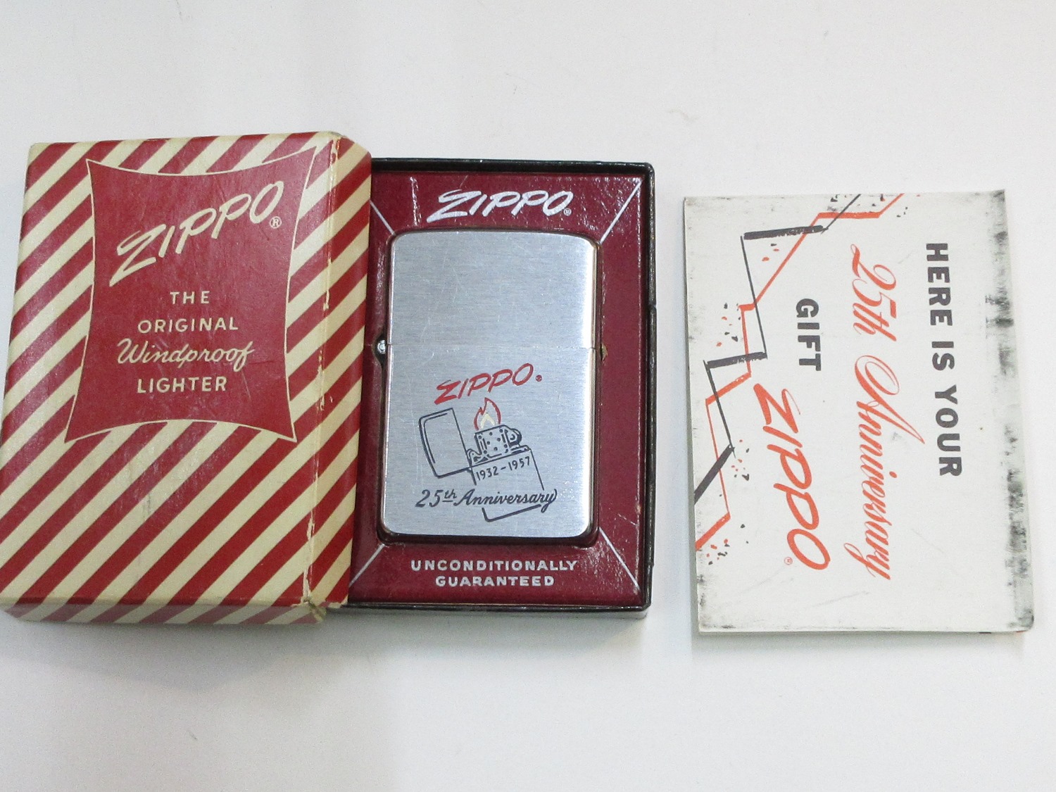 楽天市場】ビンテージZippo Zippo社創立25周年記念 レアギフトカード付 小傷多め 1957年製 ほぼ未使用 【中古】 (B-64) :  阿佐ヶ谷 しんかい