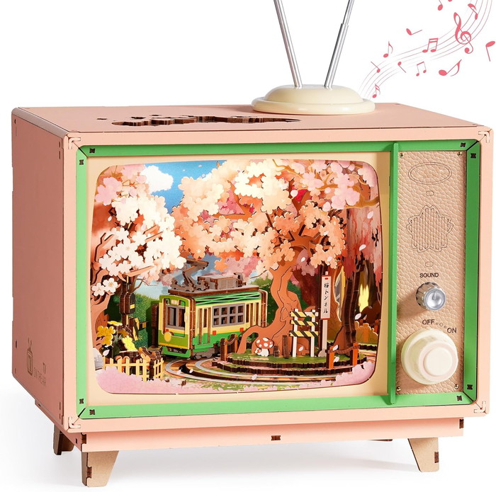立体パズル 3Dパズル ウッドパズル 木製パズル オルゴール 手作り 桜の電車 桜の旅