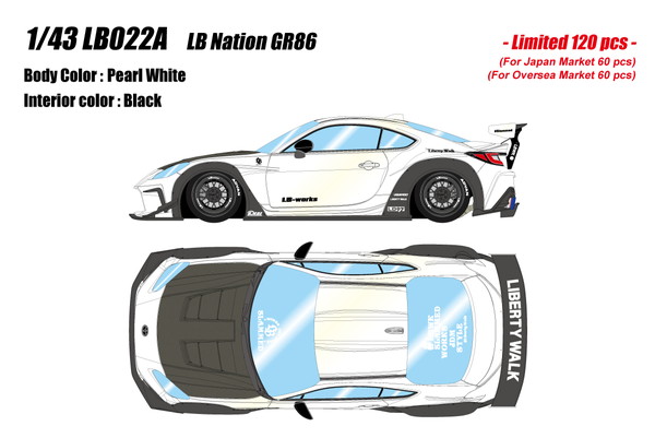 【送料無料】　EIDOLON 1/43 LB Nation GR86 パールホワイト 完成品ミニカー LB022A｜トイスタジアム2号店