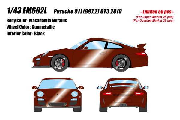 EIDOLON 1/43 ポルシェ 911 (997.2) GT3 2010 マカダミアメタリック 完成品ミニカー EM602L