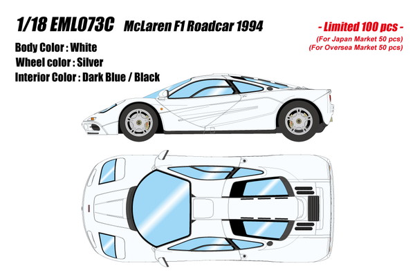 【送料無料】 EIDOLON 1/18 マクラーレン F1 ロードカー 1994 ホワイト 完成品ミニカー EML073C