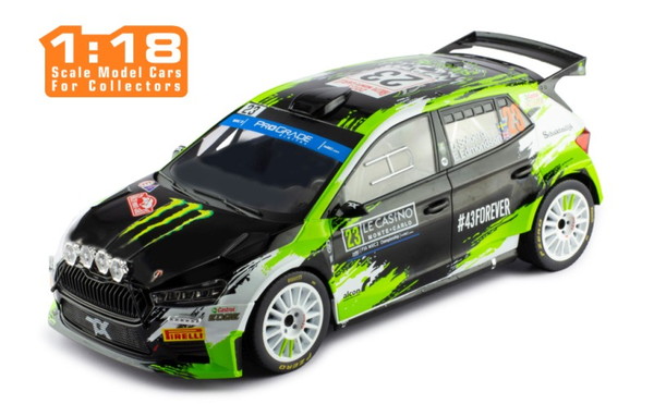 IXO MODELS 1/18 シュコダ ファビア Rally2 2023年モンテカルロラリー #23 O.Solberg/E.Edmondson 為し終わる品ダイキャストミニカー 18RMC155A 乗り物のおもちゃ-車