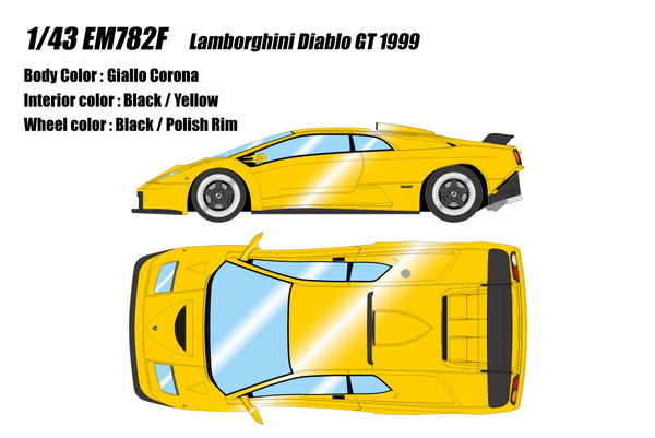【貨物輸送無料】 EIDOLON 1/43 ランボルギーニ ディアブロGT 1999 ジアッロコロナ 成し遂げる品ミニカー EM782F