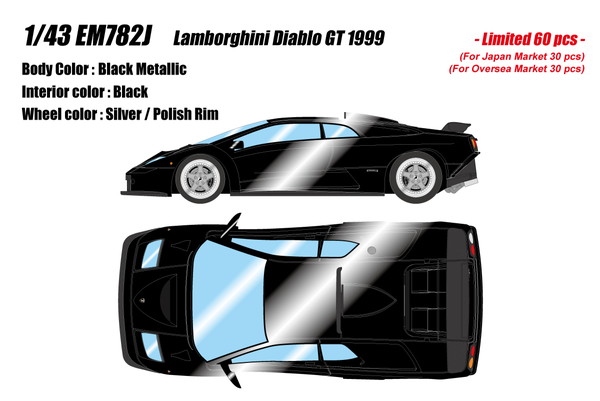 【送料無料】　EIDOLON 1/43 ランボルギーニ ディアブロGT 1999 メタリックブラック 完成品ミニカー EM782J