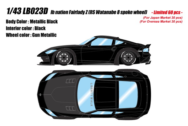 【送料無料】　EIDOLON 1/43 lb nation フェアレディ Z(RZ34) (RSワタナベ 8スポークホイール) ミッドナイトブラック 完成品ミニカー LB023D